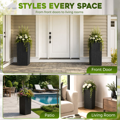 Solhome - Square Planter Box For Patio - Black