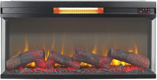 36" Panoramic Log Fireplace Insert - Black