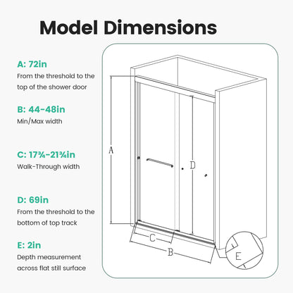 Semi Frameless Double Sliding Shower Door With Tempered Glass