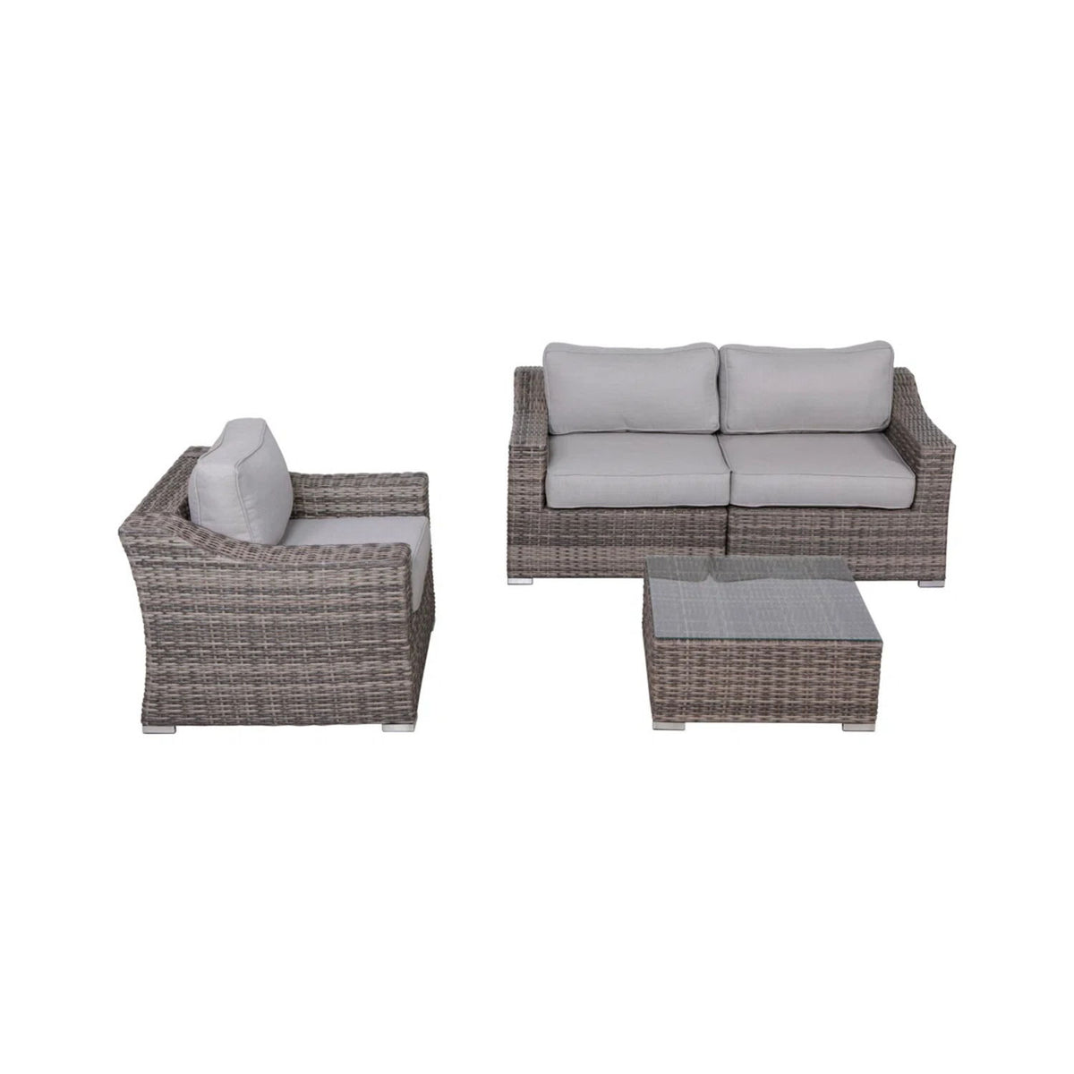 Outdoor Wicker Conversation Set With Cushions, All Weather