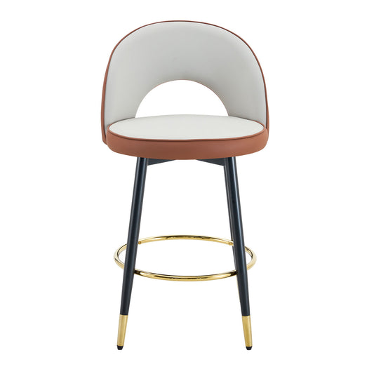 Upholstered Rotatable Bar Chair With Metal Legs For Dining Room