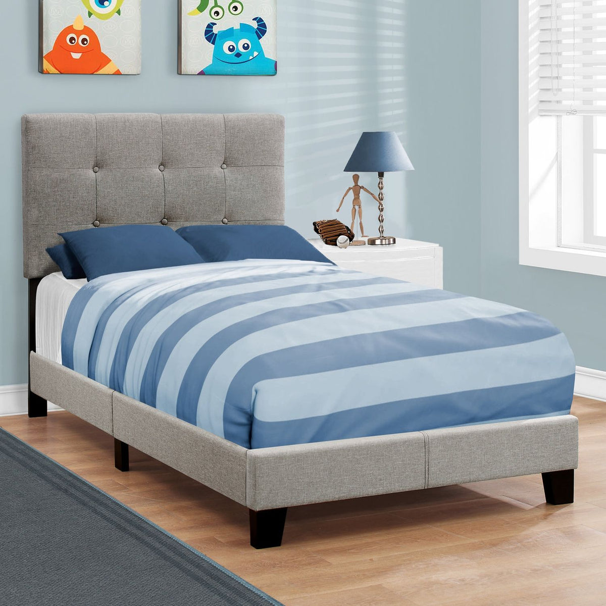 Bed, Upholstered, Frame Only, Transitional