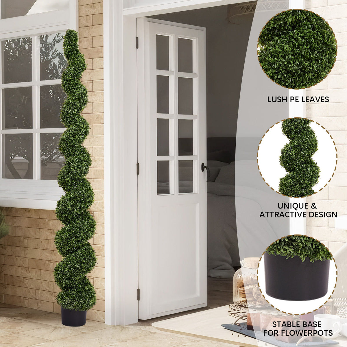 Artificial Outdoor UV Resistant Plastic Boxwood Topiary Spiral Tree