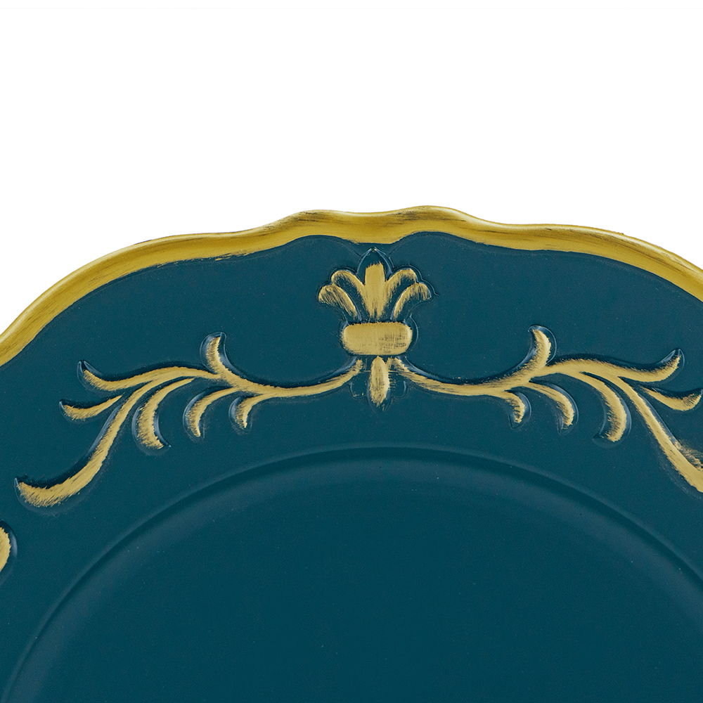 Plastic Charger Plate (Set of 8) - Blue / Gold / Polypropylene