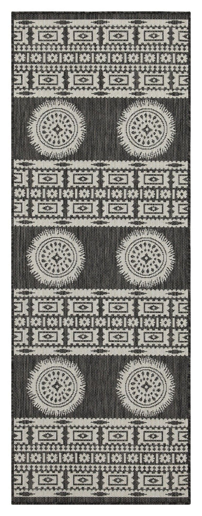 Sunshine - 5'3" X 7'3" Indoor, Outdoor Area Rug Polypropylene - Anthracite / Dark Gray / White