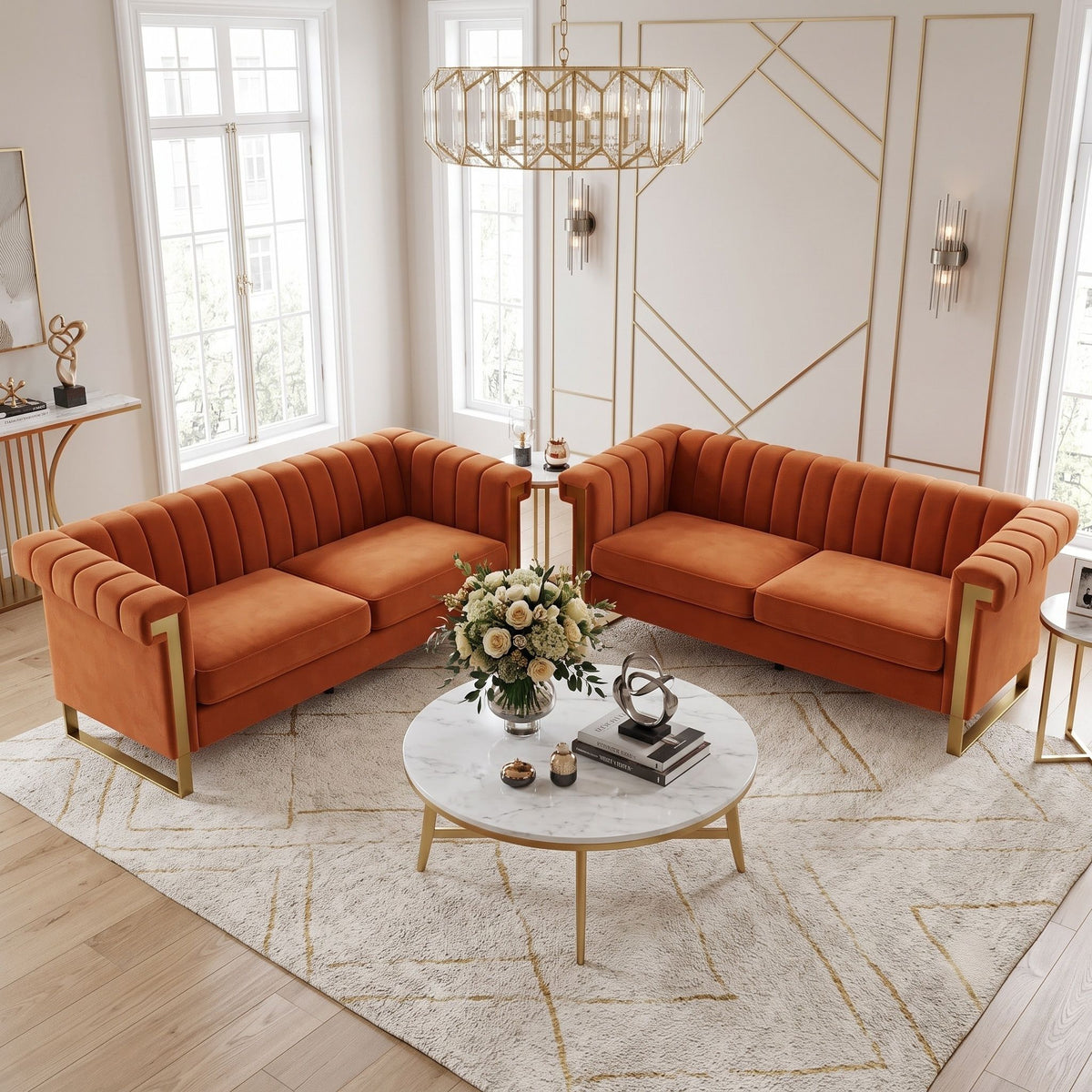 2 Piece Sofa Set With Tufted Back And Deep Seating