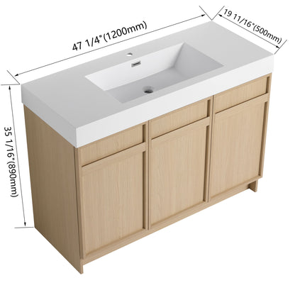 Freestanding Bathroom Vanity With Resin Sink & Soft Close Cabinet Doors