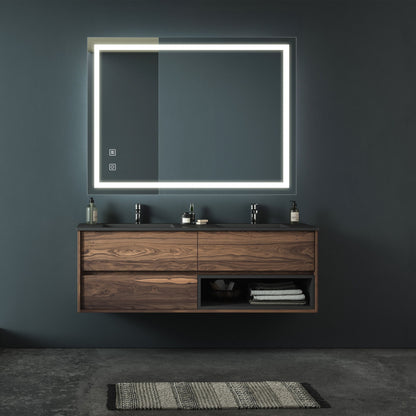 Bathroom Vanity Rectangle Mirror With Front Lighting, Anti Fog, Dimmable, Smart Memory Function