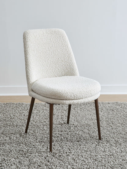 Crossroads 2.0 - Wyatt Upholstered Dining Chair (Set of 2) - Ricotta Boucle And Bronze Metal