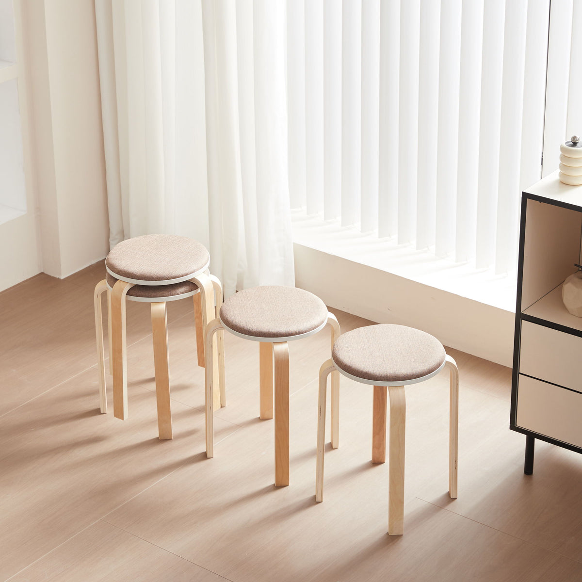 Stackable Round Backless Stools (Set of 4)