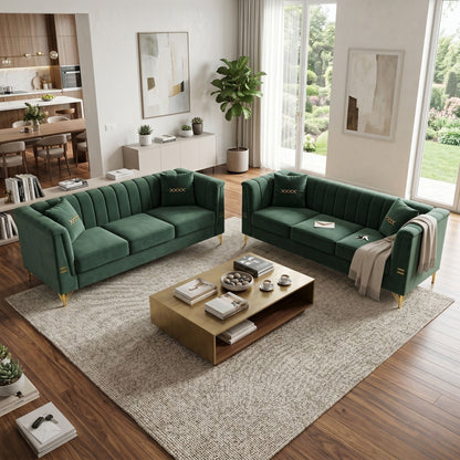 Upholstered 3 Seater Sofas Living Room Furniture (Set of 2)