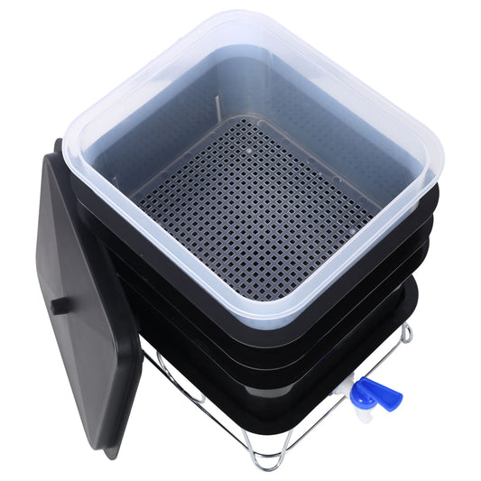 Durable Worm Farm Composting Bin With 4 Tray System For Food Waste Recycling Plastic - Black