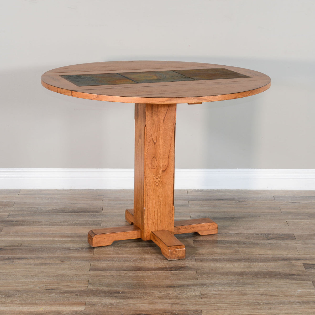 Sedona - Drop Leaf Round Table - Rustic Oak