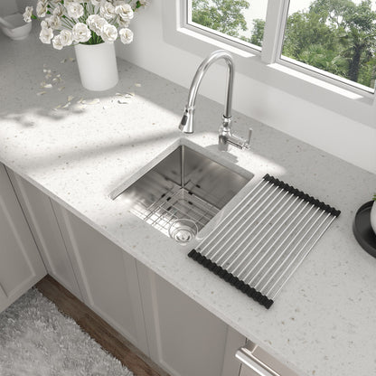 13" Undermount Kitchen Sink 16 Gauge Single Bowl - Brushed Nickel