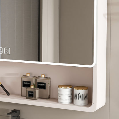 Aluminium Medicine Cabinet Mirror, With 3 Colors LED Light And Defogging Function - Khaki
