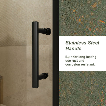 Single Sliding Shower Door, Thick Clear Tempered Glass Shower Door With Stainless Steel Handle
