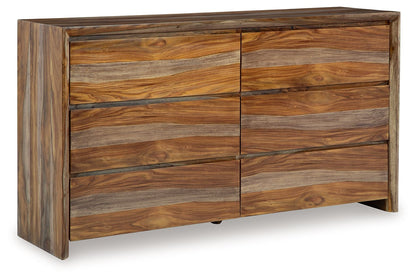 Dressonni - 3 Pc. - Dresser, Mirror, Queen Panel Bed - Brown