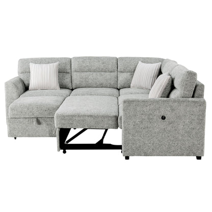 Emiliano - Sectional Sofa With 3 Pillows - Nickel