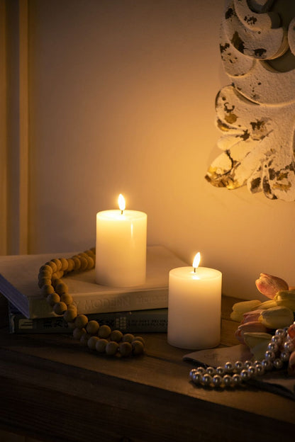 LED Candles With Wick And Remote Control Timer (Set of 2) - White