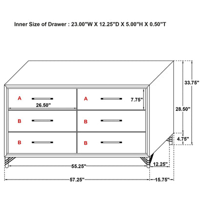 Malcolm - 6 Drawer Dresser Cabinet - Black