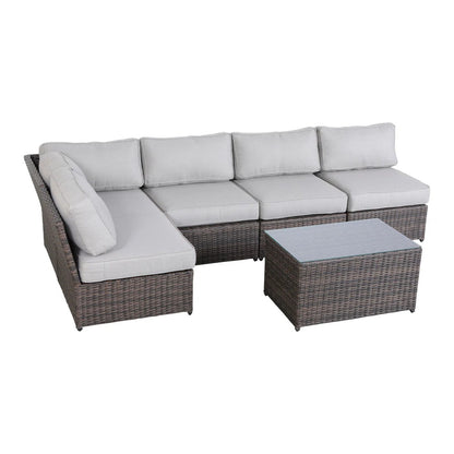 Outdoor Seating Set With Cushions, 4 Person Capacity - Brown