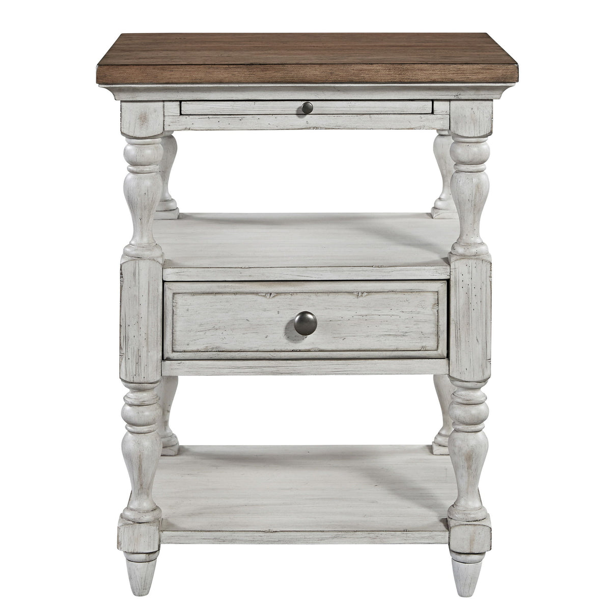 Farmhouse Reimagined - 1 Drawer Nightstand - Antique White / Chestnut Tops