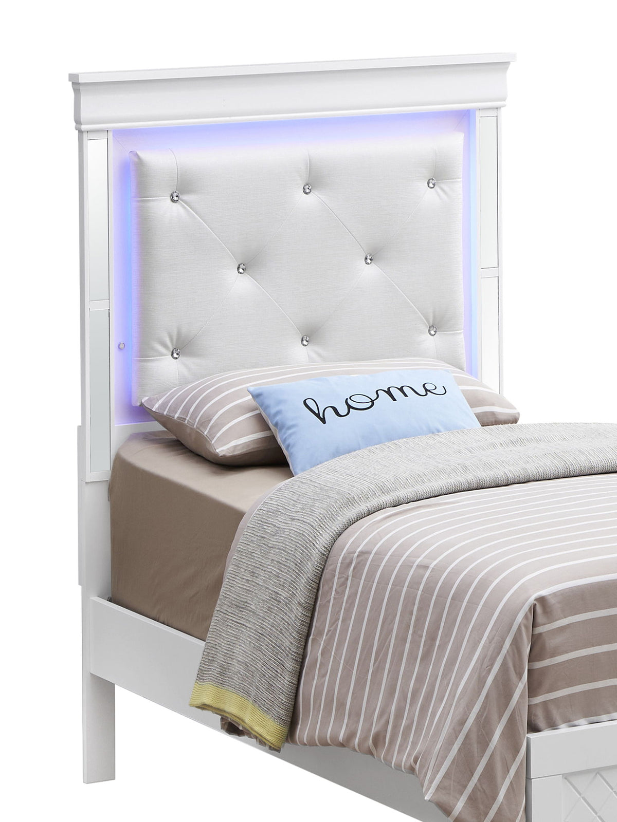 Bed With LED Light Accents Headboard