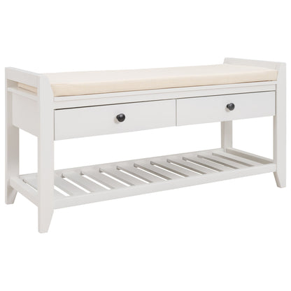 Multipurpose Entryway Shoe Rack With Cushioned Seat And Drawers