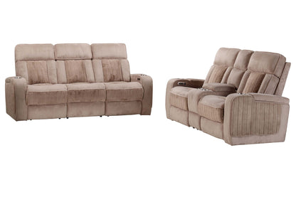 Equinox - Fabric Power Reclining Sofa And Loveseat - Mushroom