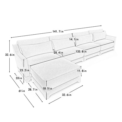 Stylish Sofa With Ottoman And Lumbar Pillows, Ergonomic Design