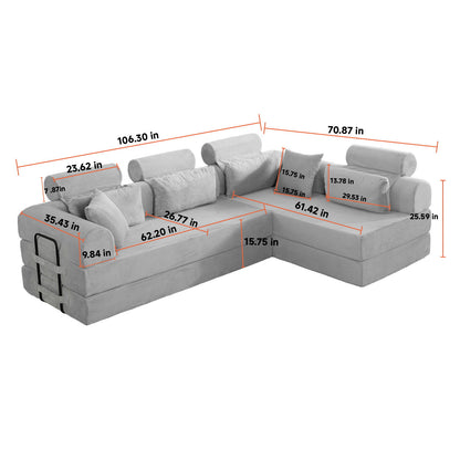 Modern L-Shape Modular Sectional Sofa, Compressed Design
