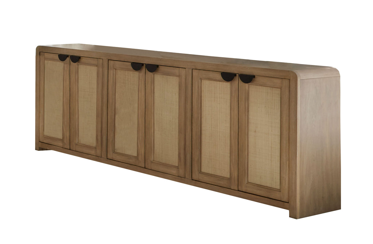 Escape - Console With Reversible Panel Doors - Glazed Natural Oak / Natural Cane