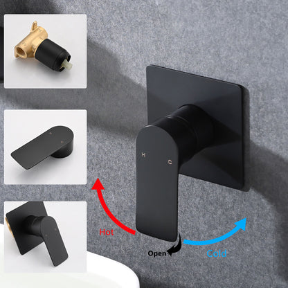 Modern Wall Mount Bathroom Sink Faucet With Waterfall Spout