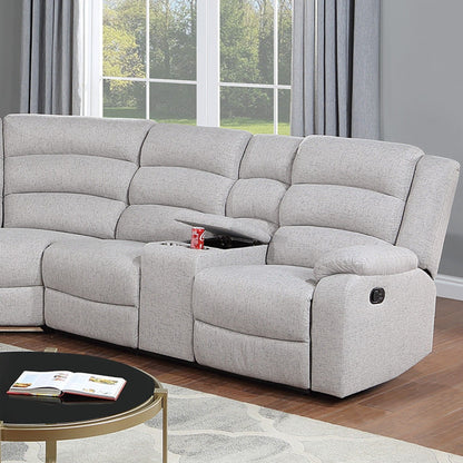 Manual Motion Reclining Loveseat 3 Piece Sectional Set With Console Storage And Cup Holders