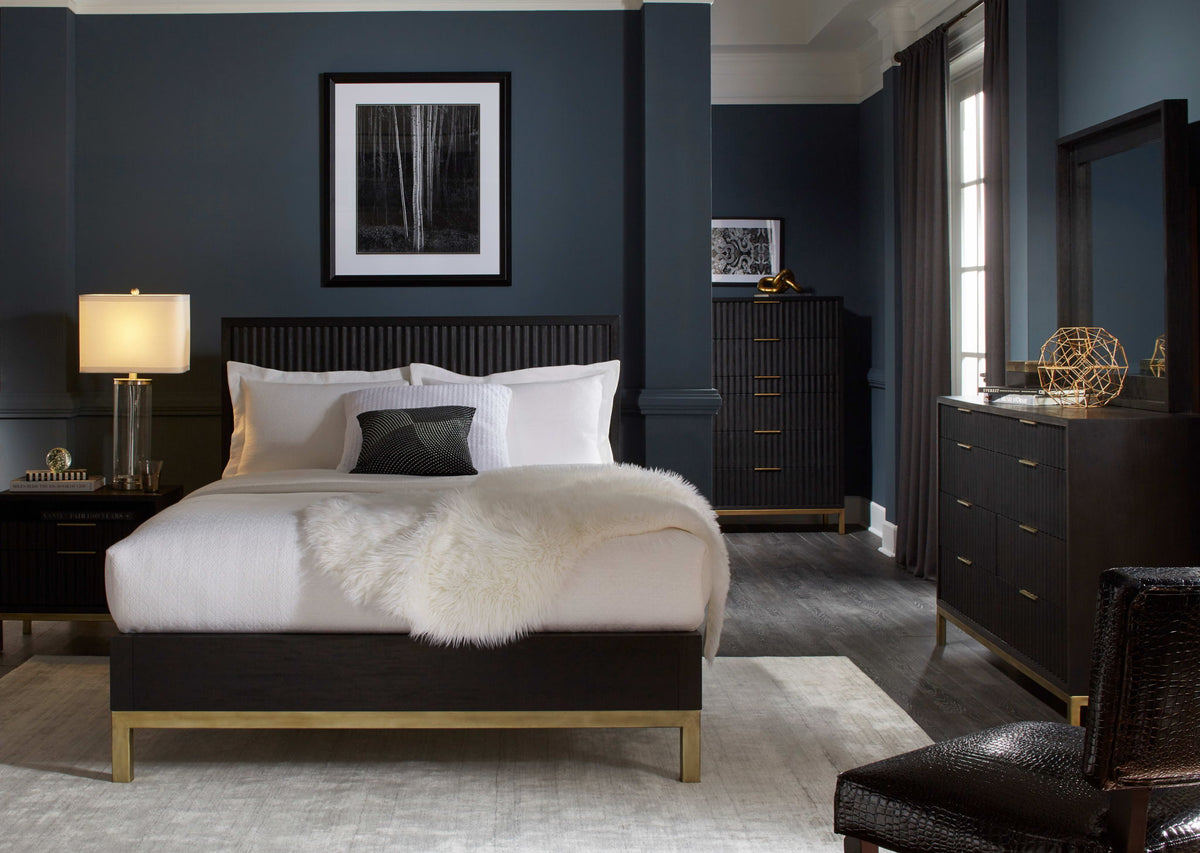 Kentfield - Solid Wood Two Drawer Nightstand - Black Drifted Oak