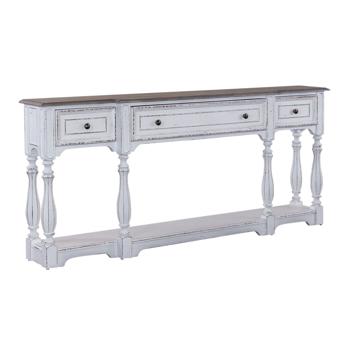 Magnolia Manor - 3 Drawer Hall Console Table - Antique White