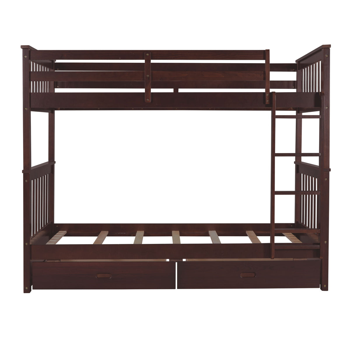 Bunk Bed With Ladders And 2 Storage Drawers