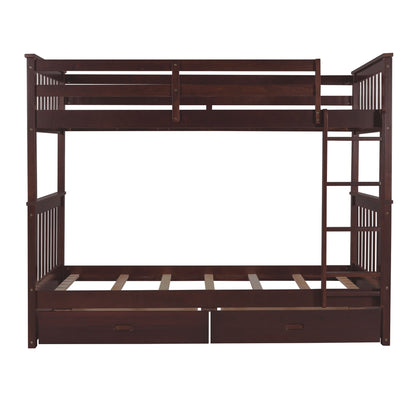 Bunk Bed With Ladders And 2 Storage Drawers