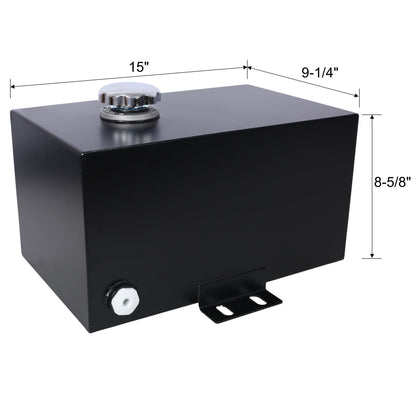 Heavy Duty 5 Gallon Steel Hydraulic Fluid Reservoir Tank With Mounting Foot, 14 Gauge - Black