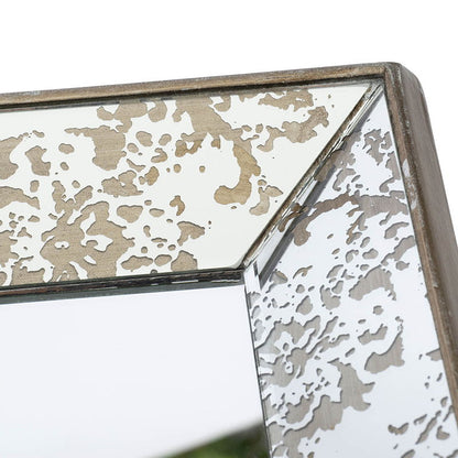 Antique Rectangle Mirror With Floral Accents, Mirrored Display Tray, Hanging Wall Mirror
