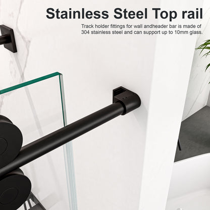 Frameless Single Sliding Shower Door With Clear Tempered Glass