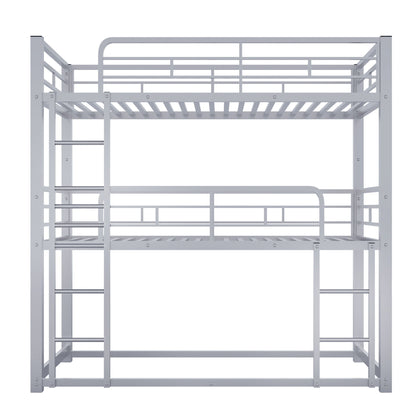 Triple Bunk Bed With Sturdy Construction And Space Saving Design