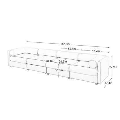 Stylish Sofa With Storage Seat And Cylindrical Backrest