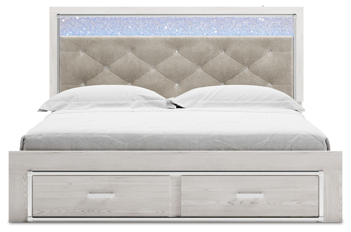 Altyra - King Upholstered Storage Bed - White