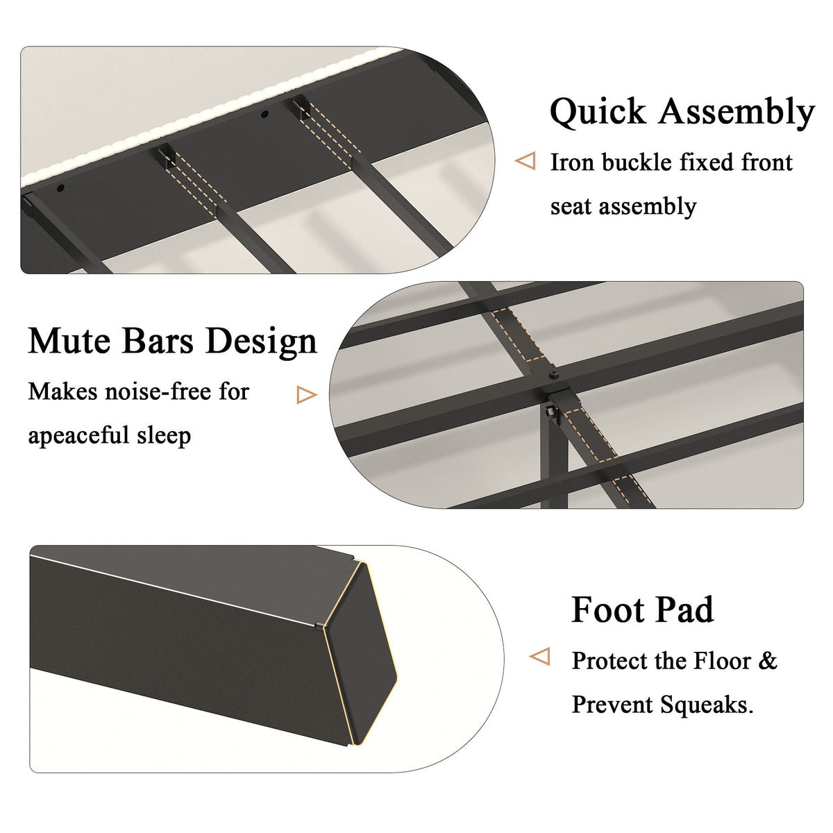 Platform Bed With Metal Frame And Charging Station