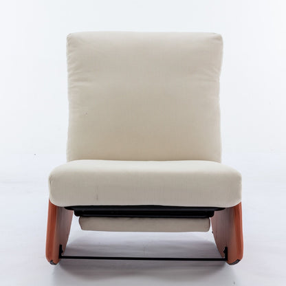 Modern Rocking Chair Recliner, Comfy Rocker Nursery Chair With Footrest, Accent Reading Chair, Upholstered Lounge Chair For Relaxing, Resting, Soft Padded Rocker For Indoor Living Room Bedroom - Orange