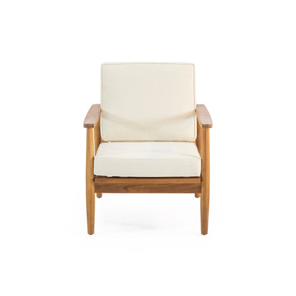 Birdsong - Outdoor Club Chair With Slat Back And Seat Cushion - Beige