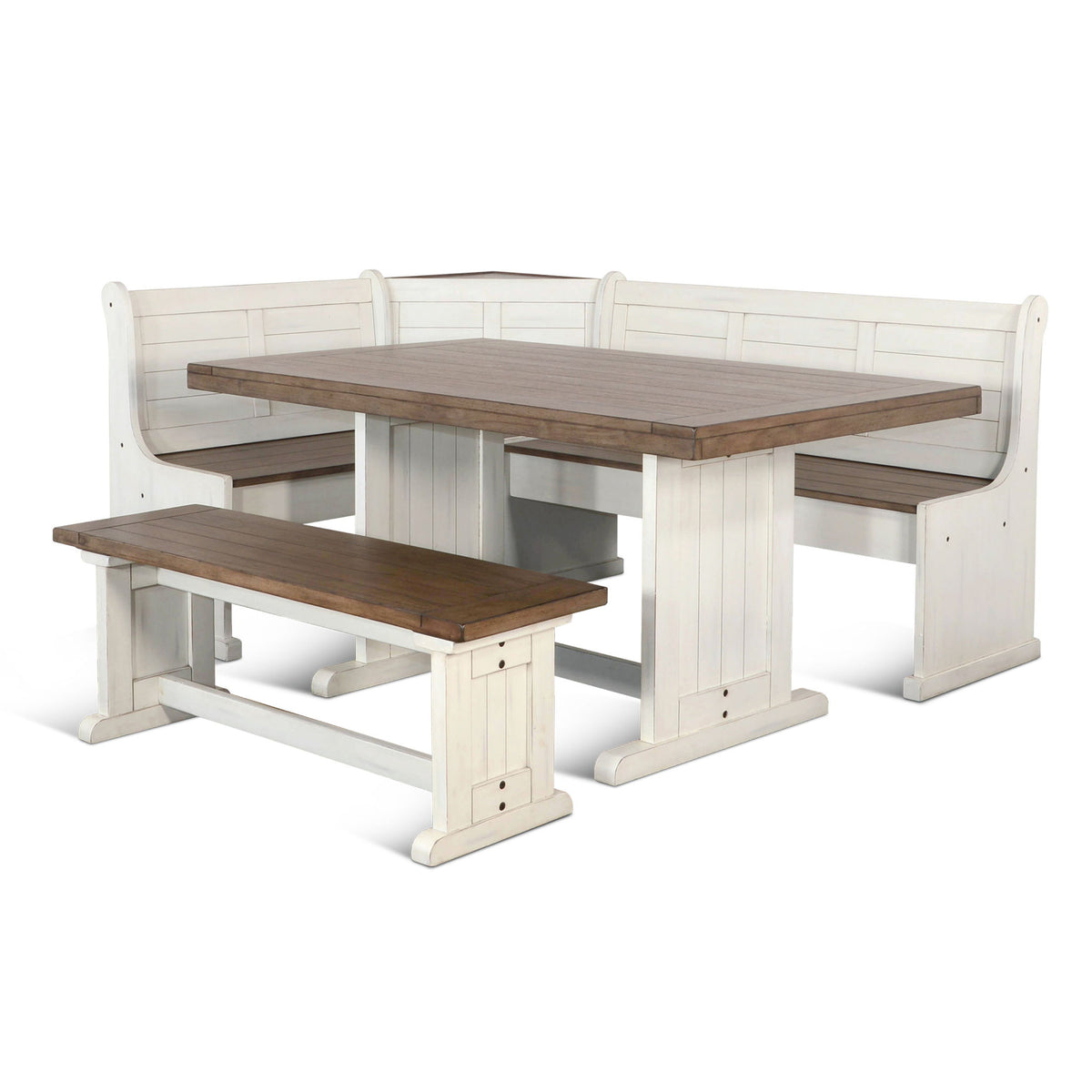 Pasadena - Wood Breakfast Nook Dining Set - Buckskin / Marble White