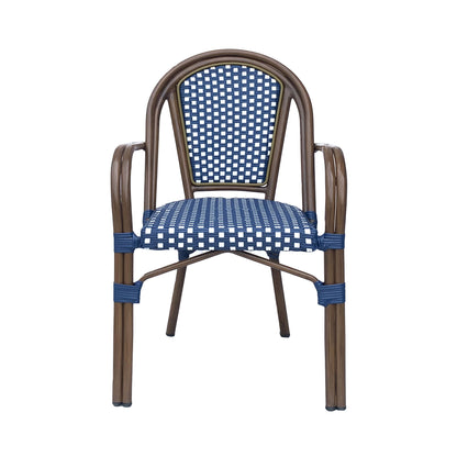 Bistro Chair With 2 Toned Checkered Pattern, (Set of 2) - White / Navy