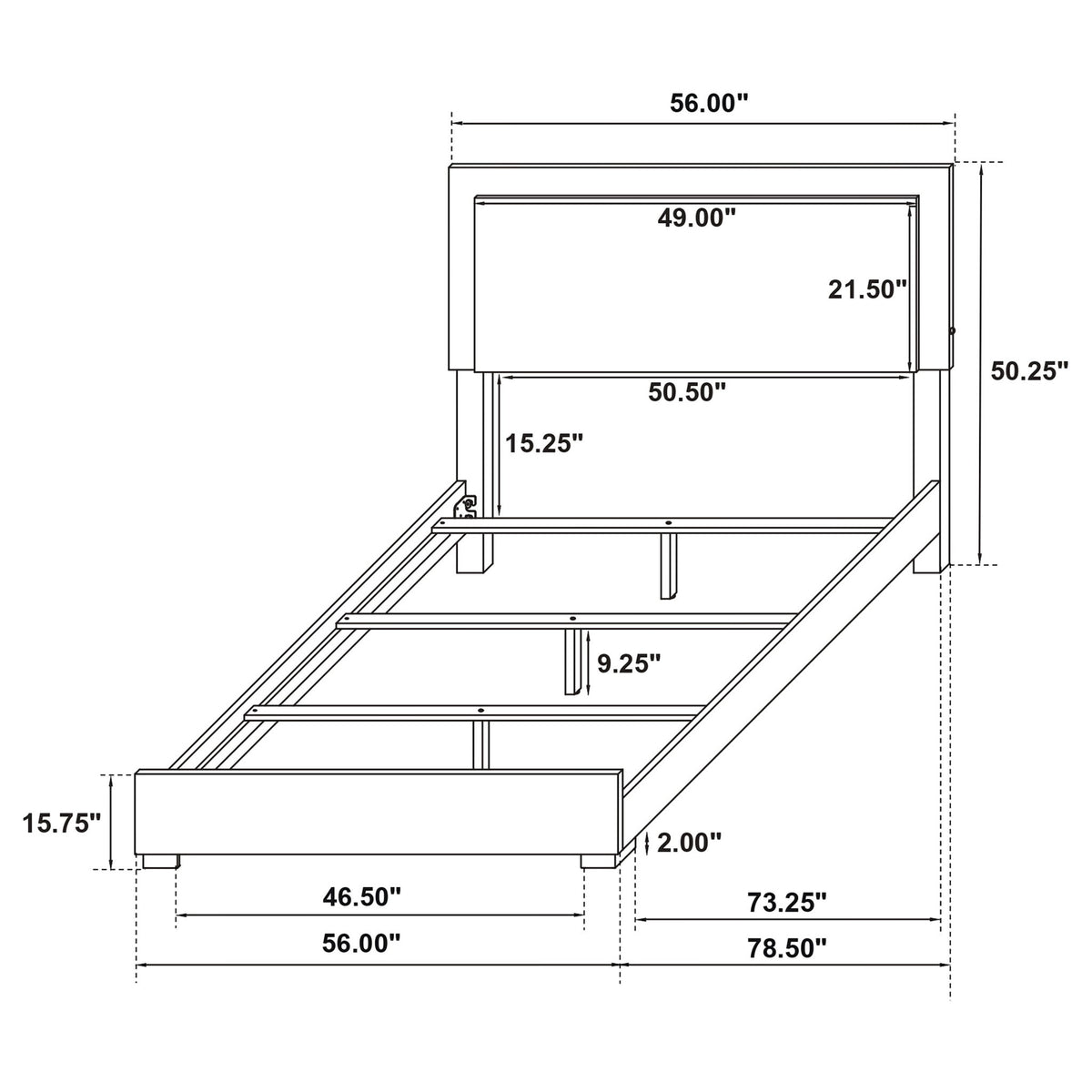 Jeremiah - LED Panel Bed With Touch Controlled Lighting